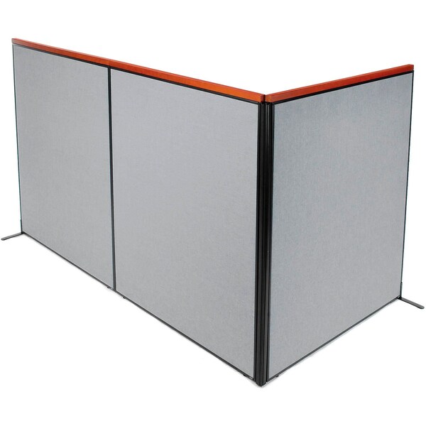 Interion By Global Industrial Interion Deluxe Freestanding 3-Panel Corner Room Divider, 60-1/4inW x 73-1/2inH, Gray 695155GY - main